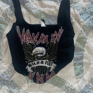 Cropped Graphic Structured Corsetted Tank